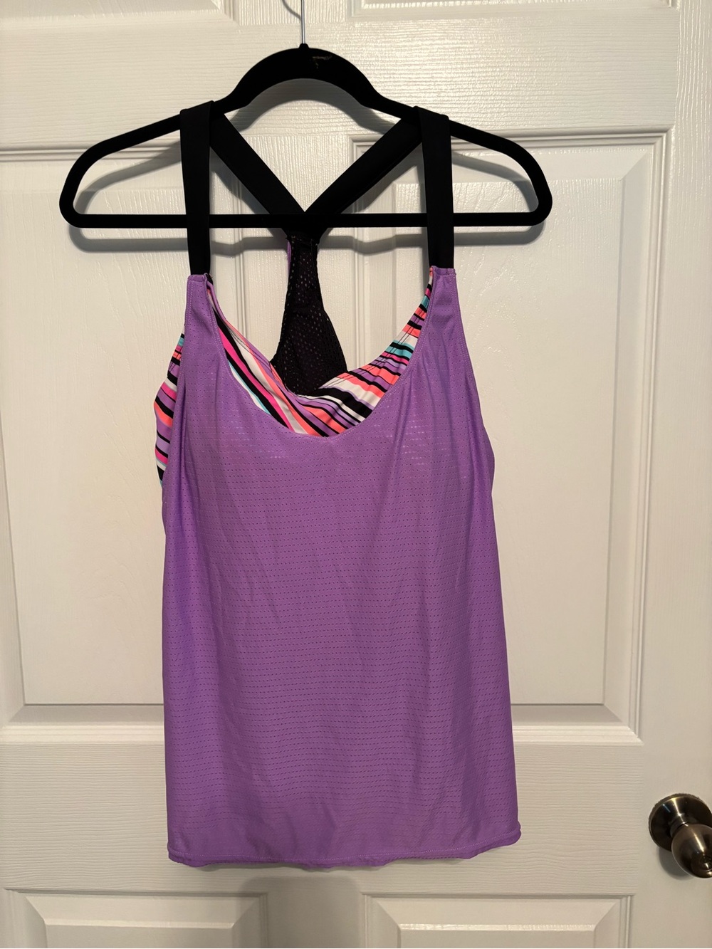 ZeroXposur Lavender Performance Tank / Swimwear with Striped Inner Layer